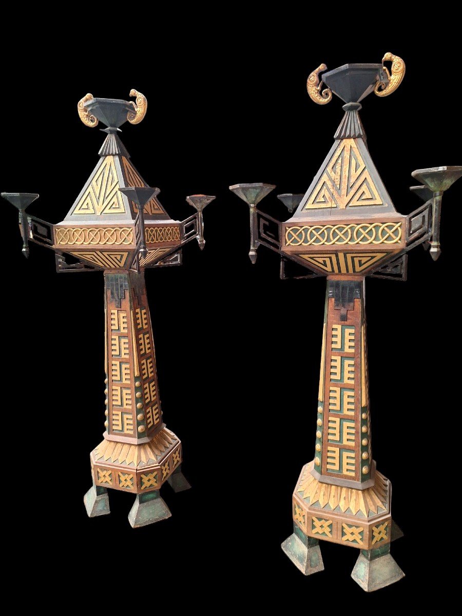 A Beautiful Pair Of Large Art Deco Floor Lamps-photo-3