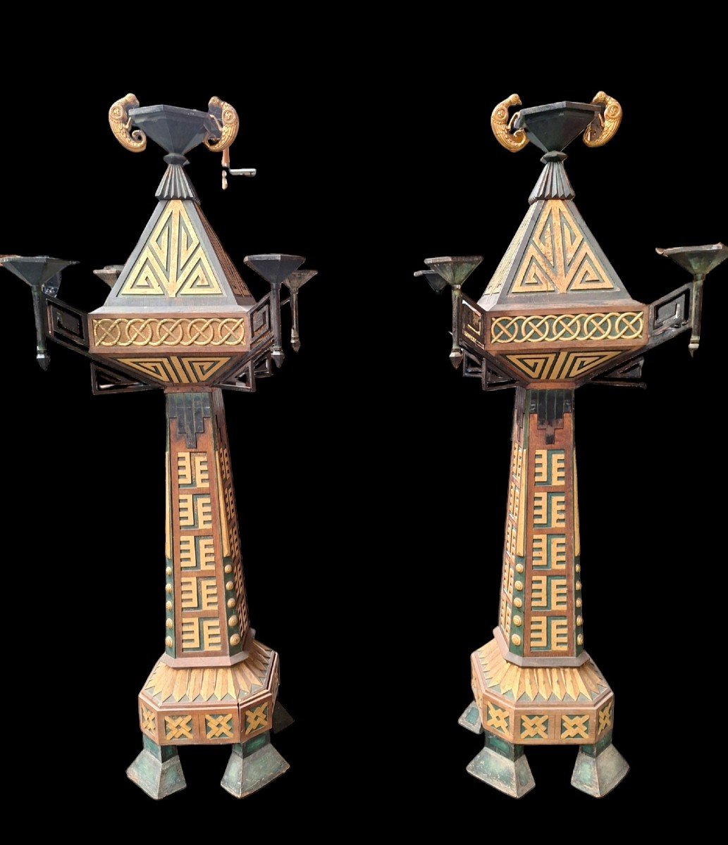 A Beautiful Pair Of Large Art Deco Floor Lamps