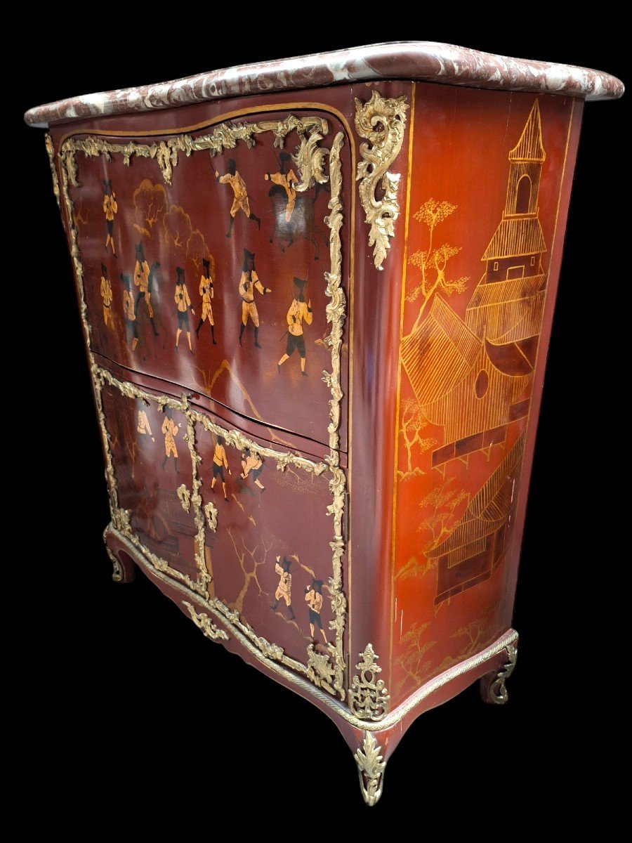 18th Century Chinoiserie Lacquer Secretary By Jacques Dubois (1694-1763)-photo-2