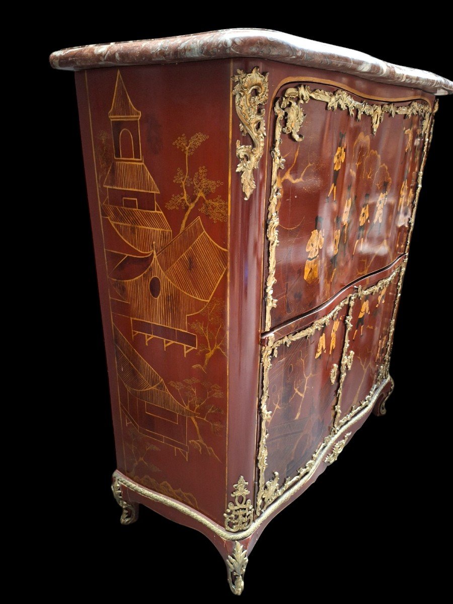 18th Century Chinoiserie Lacquer Secretary By Jacques Dubois (1694-1763)-photo-3