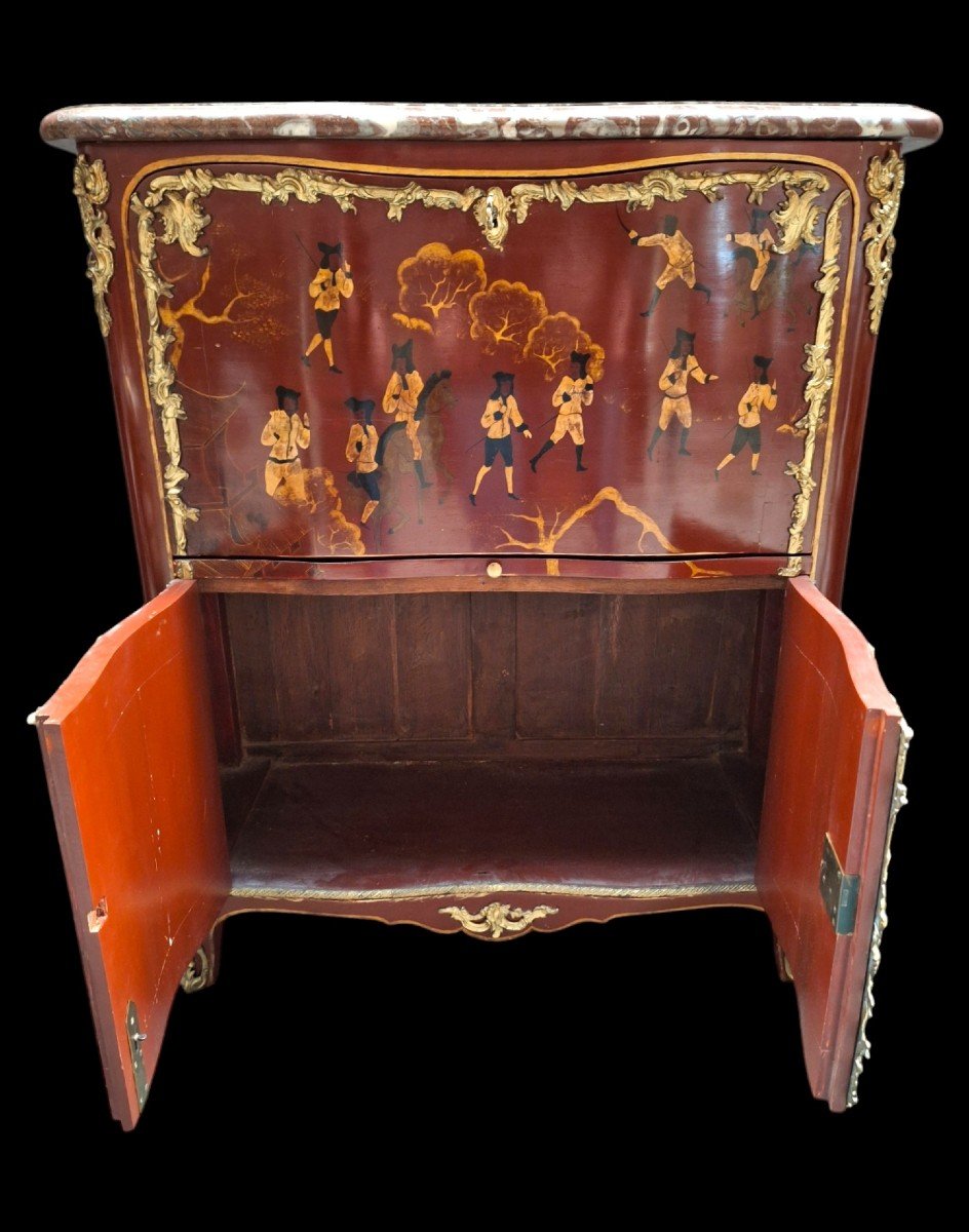 18th Century Chinoiserie Lacquer Secretary By Jacques Dubois (1694-1763)-photo-2