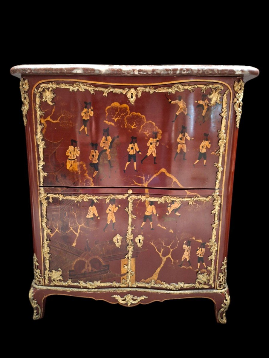 18th Century Chinoiserie Lacquer Secretary By Jacques Dubois (1694-1763)