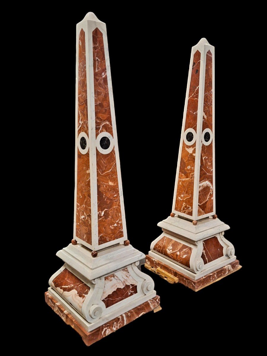 A Fine Pair Of Marble Obelisks.-photo-2