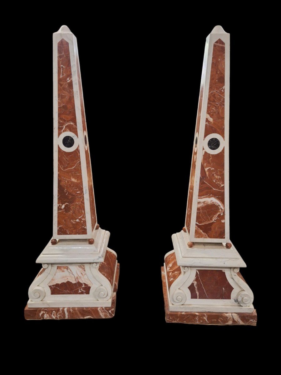 A Fine Pair Of Marble Obelisks.-photo-4