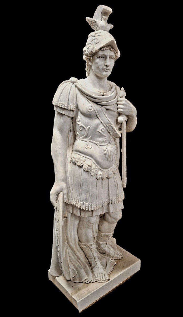 Large Roman Statue In Carare Marble.-photo-3