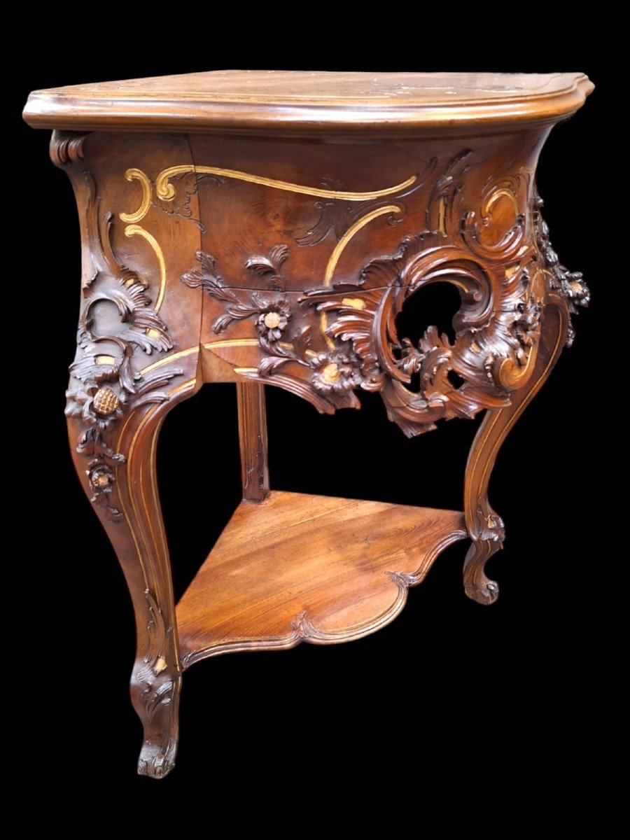 Beautiful Suite Of A Corner Cabinet And Small Table.-photo-3