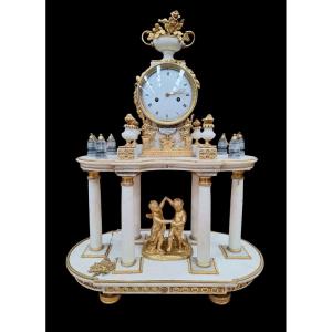 Marble And Gilt Bronze Clock, Louis XVI Style, Signed Coquerel In Paris, 19th Century