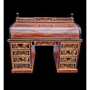 A Marquetry Cylinder Desk.