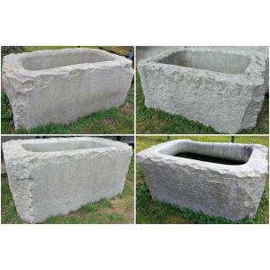 4 Large Portuguese Grey Granite Tubs.