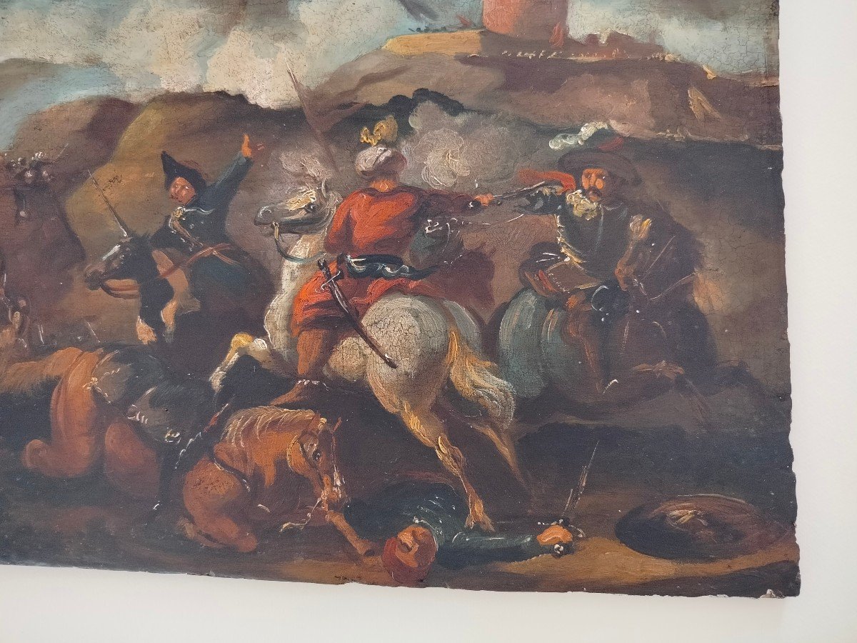  Bataille à cheval entre Turcs et Chretiens  XIX -photo-1