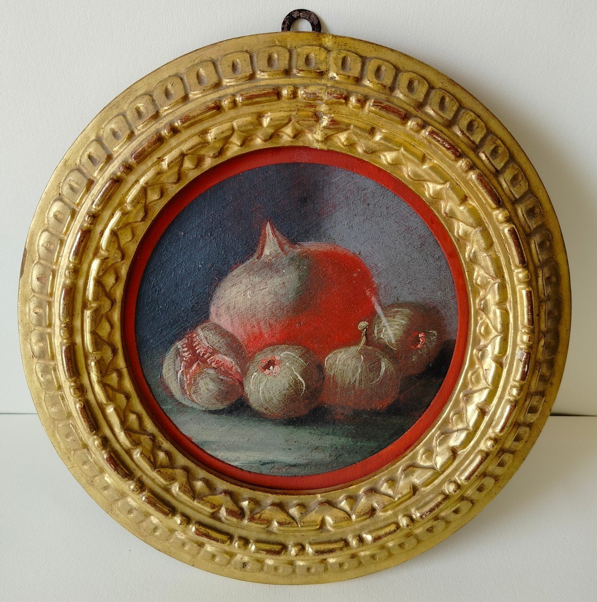  ITALIE -  Fin XVIII s.  ''Grenade et Figues '' Huile s. Panneau  