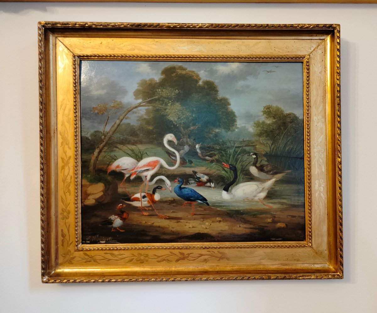 Painting - Oil On Panel ''fauna And Flore'' Signed Guilleminet 1821-1885-photo-2