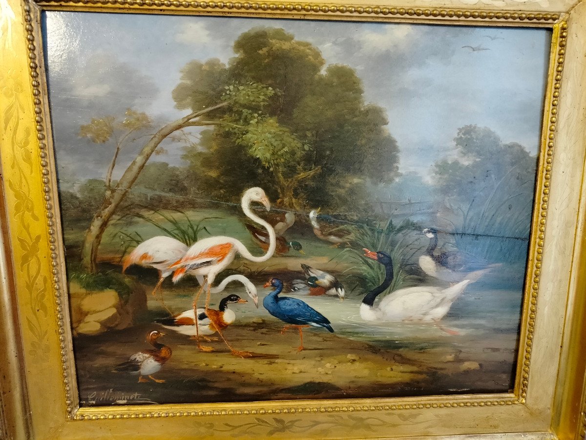 Painting - Oil On Panel ''fauna And Flore'' Signed Guilleminet 1821-1885-photo-3