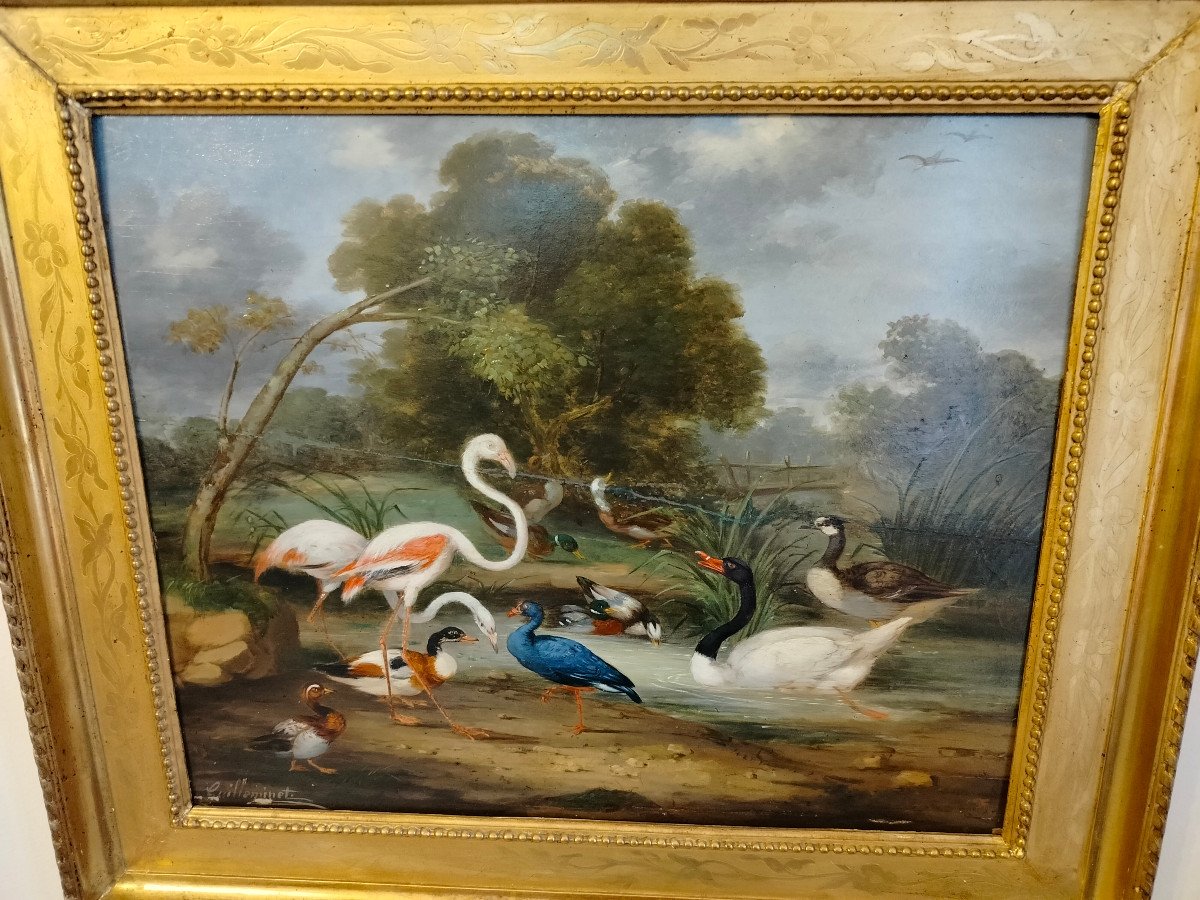 Painting - Oil On Panel ''fauna And Flore'' Signed Guilleminet 1821-1885-photo-3