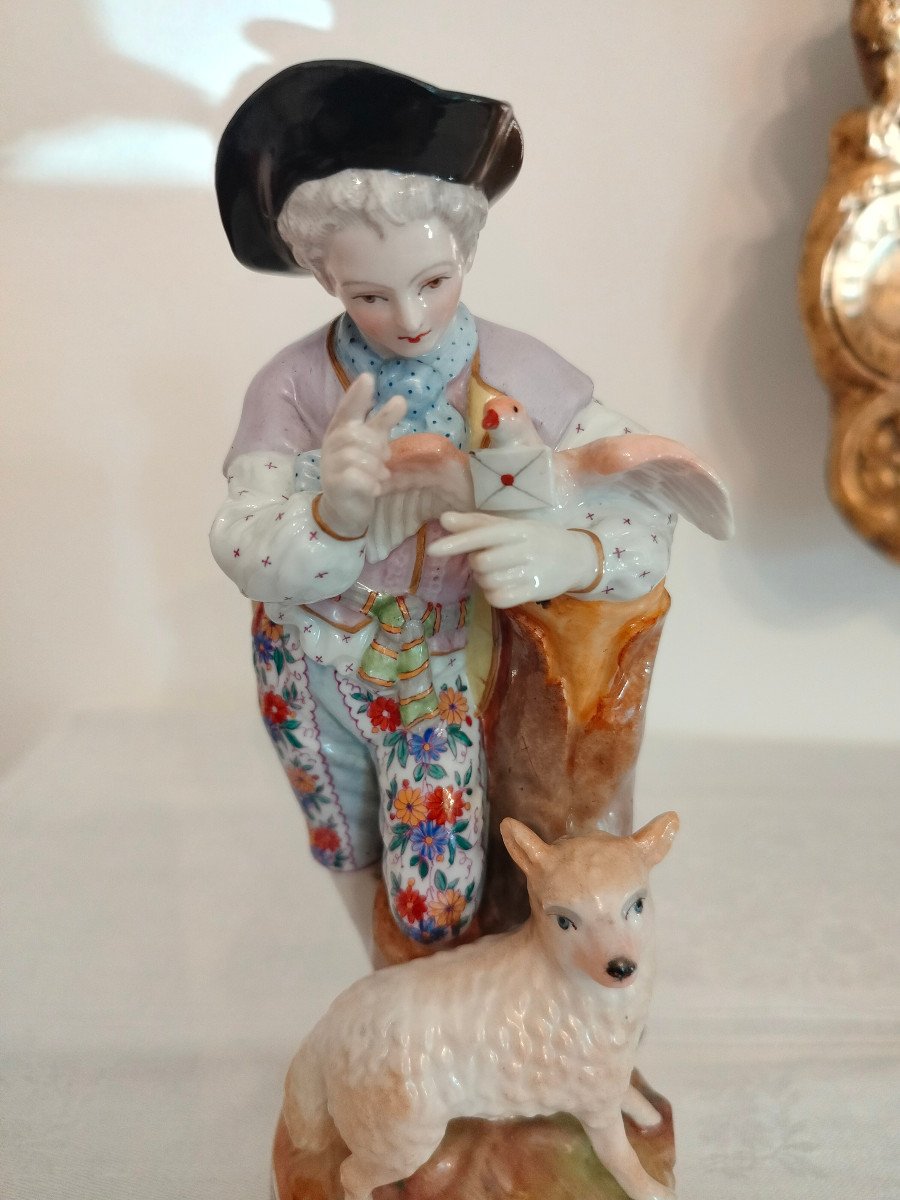 Statuette ''Messager à la Colombe'' MEISSEN 1774-1814 -photo-2