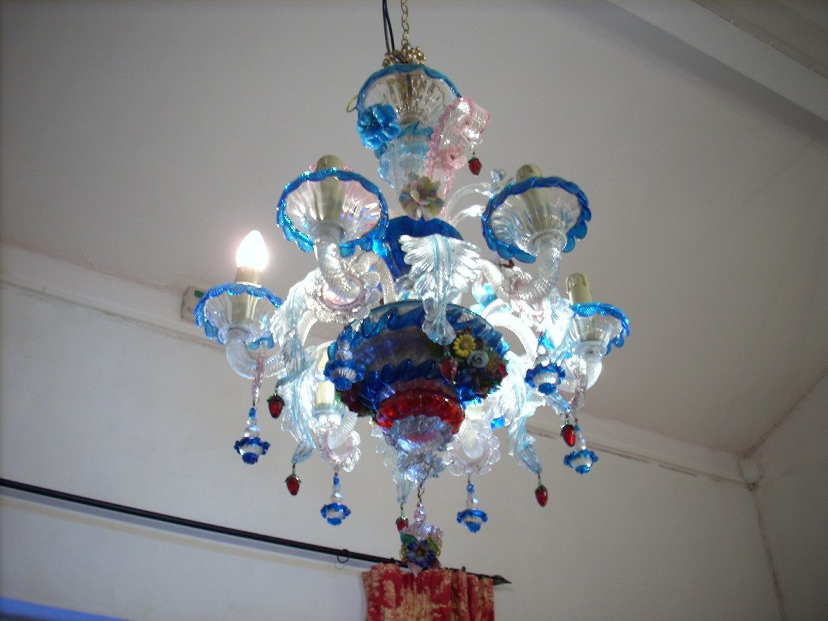 LUSTRE - MURANO Verre Soufflé 6 Feux