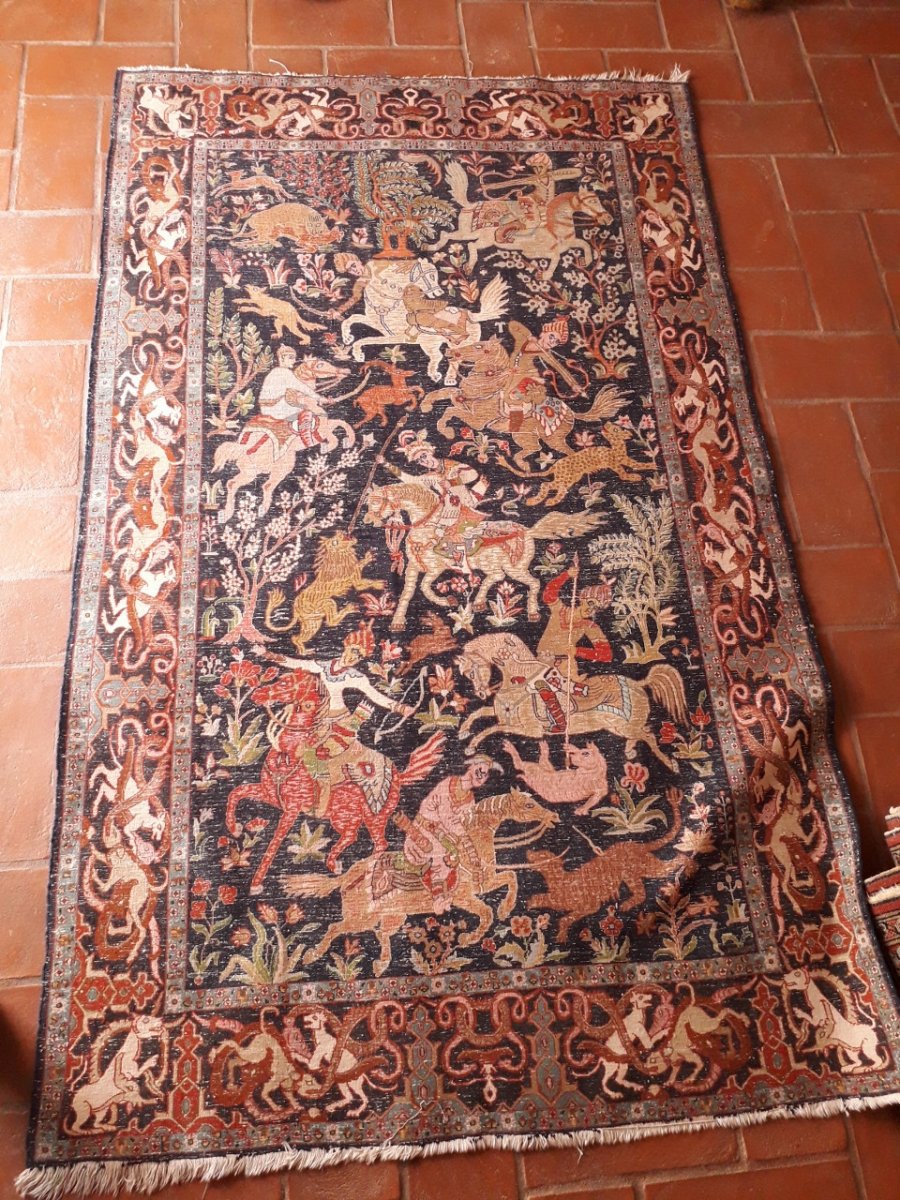 Tapis Ghoum en coton et soie - Iran -Epoque du Shah-photo-4