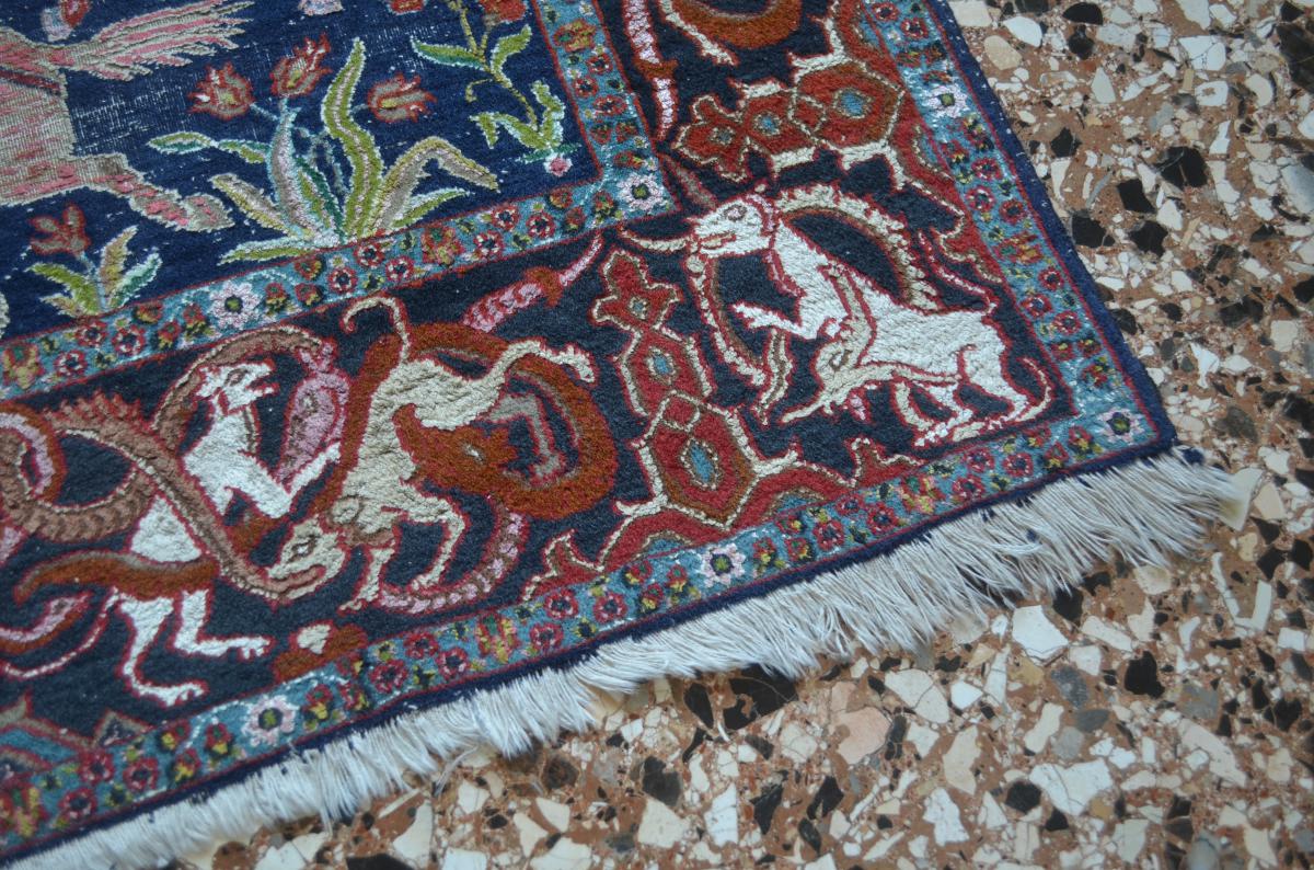 Tapis Ghoum en coton et soie - Iran -Epoque du Shah-photo-1