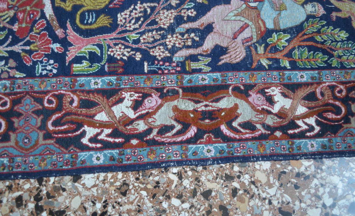 Tapis Ghoum en coton et soie - Iran -Epoque du Shah-photo-3