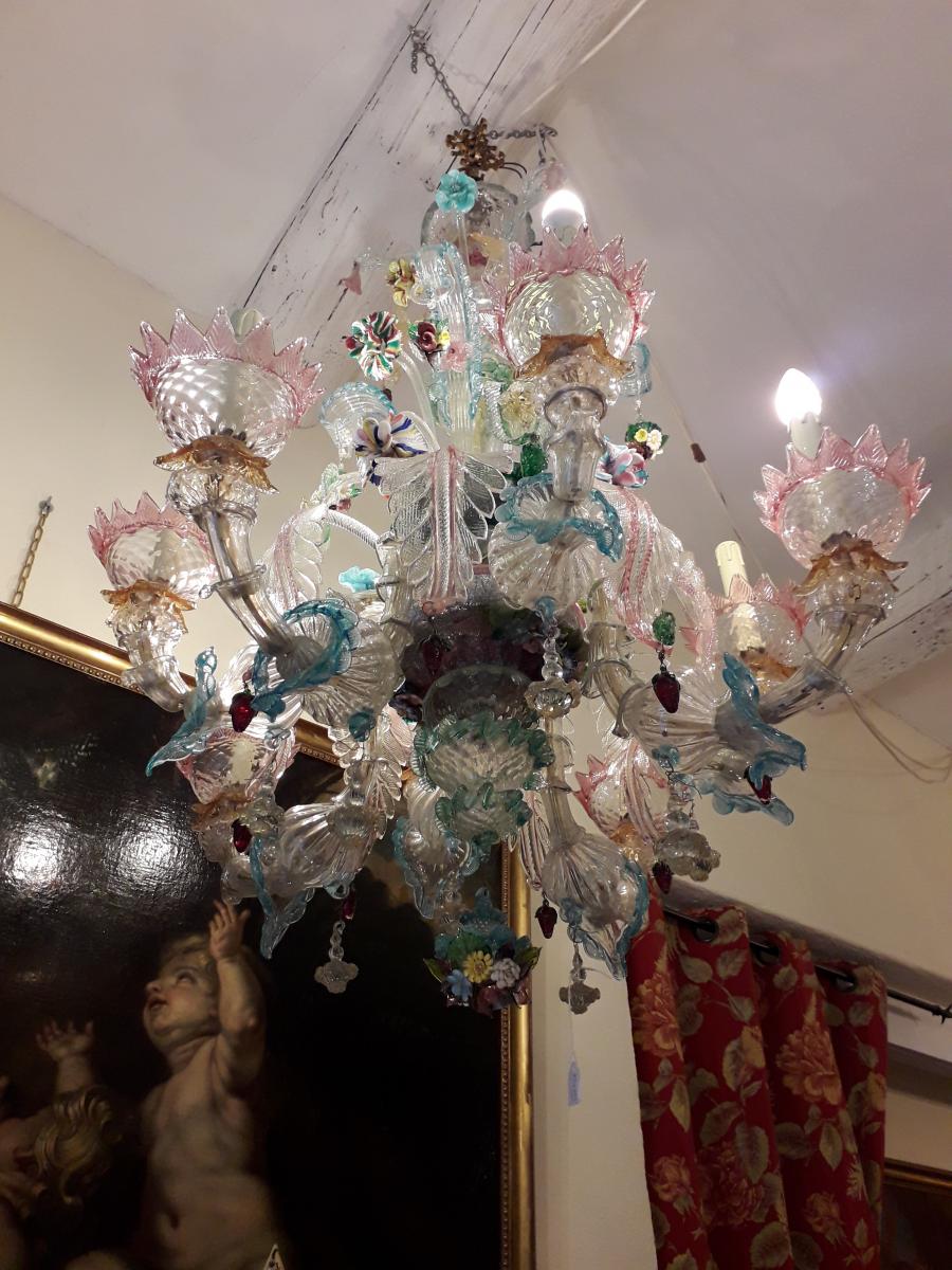 Murano Glass Chandelier, Venice, 8 Lights -photo-4