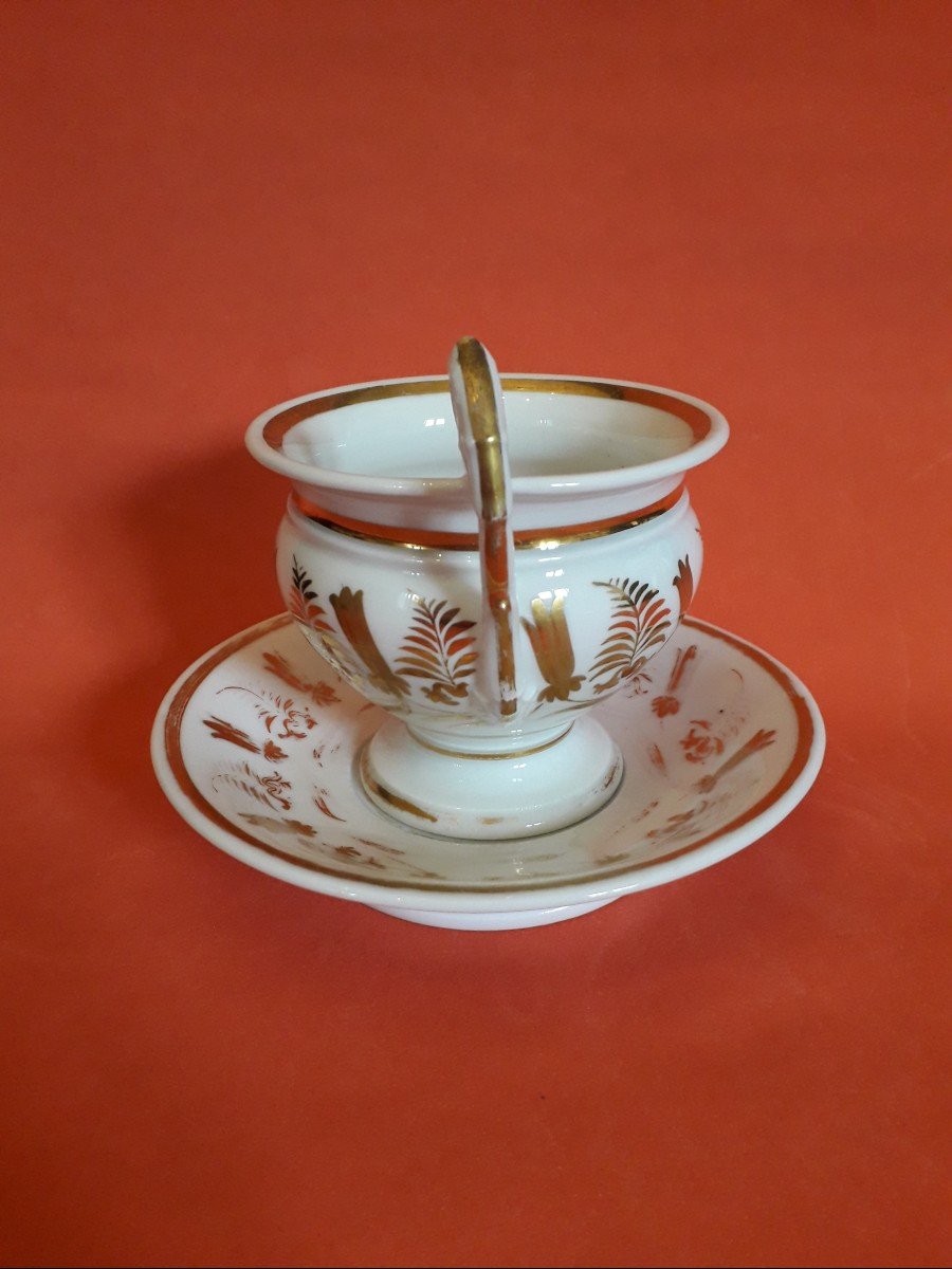   Tasse à chocolat avec soucoupe - Louis Philippe - Porcelaine de Paris -photo-3
