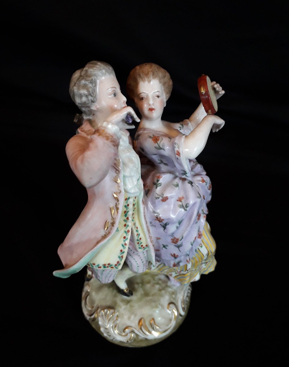 Couple Musiciens, statuine porcelaine Saxe-photo-5