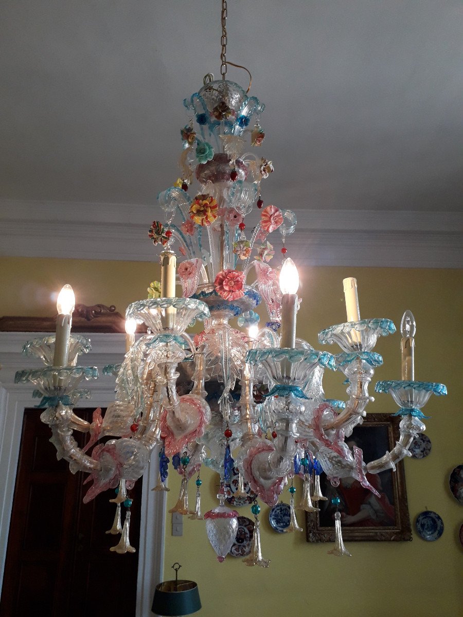  Chandelier 12 Lights Blown Glass  Murano Venice -photo-3