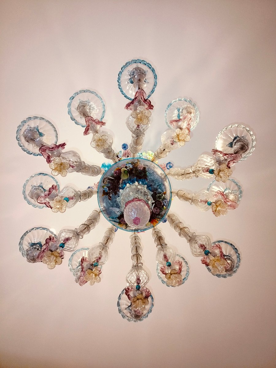  Chandelier 12 Lights Blown Glass  Murano Venice -photo-4