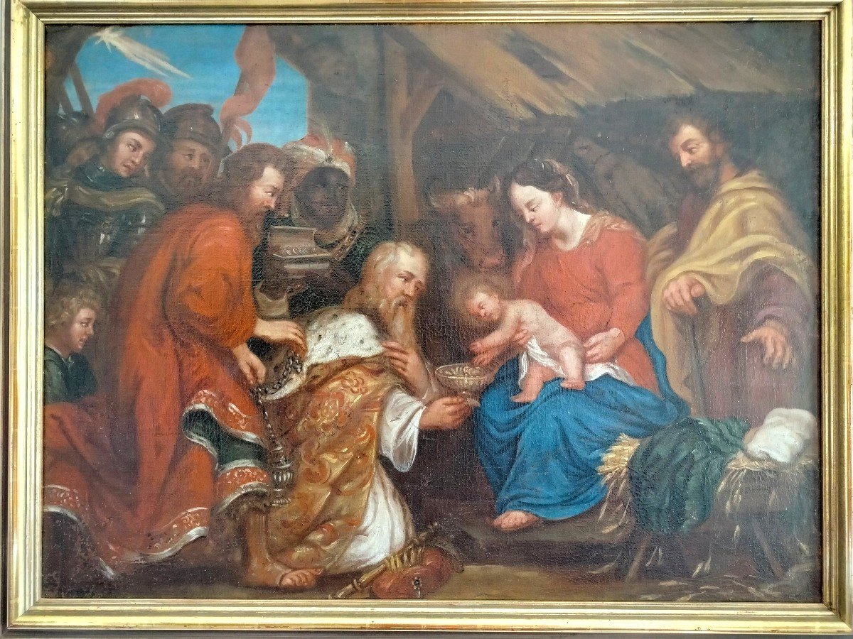 The Adoration Of The Magi XVII,  Oil On Canvas, Religious Scene-photo-2