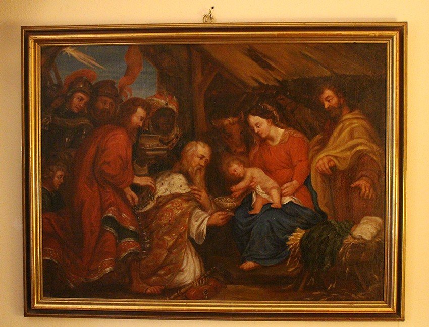 TABLEAU H. s. T.  ''L' adoration  des Mages ''  XVII siècle.