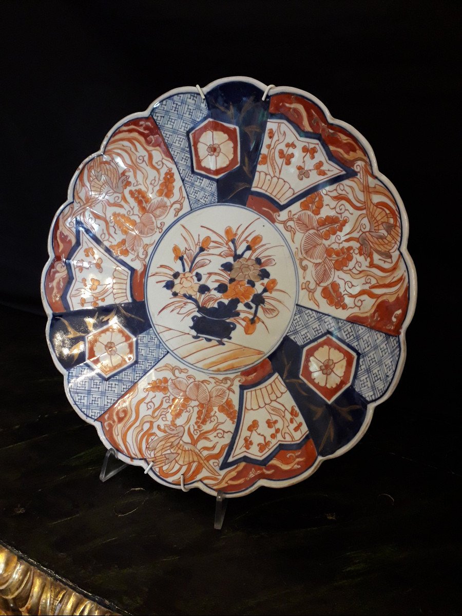 Plat Arita-Imari porcelaine 19ème s. Diam. 30,5 Cm-photo-3