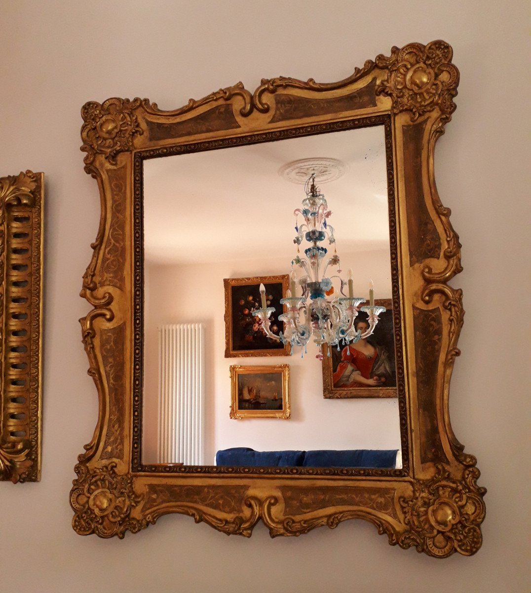 Mirror Gilded Wood,  Venice XVIII,  H. 120 X 102-photo-4