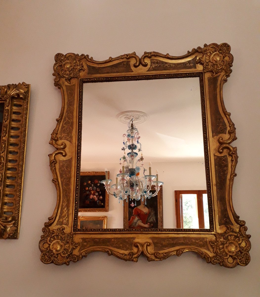 Mirror Gilded Wood,  Venice XVIII,  H. 120 X 102-photo-3