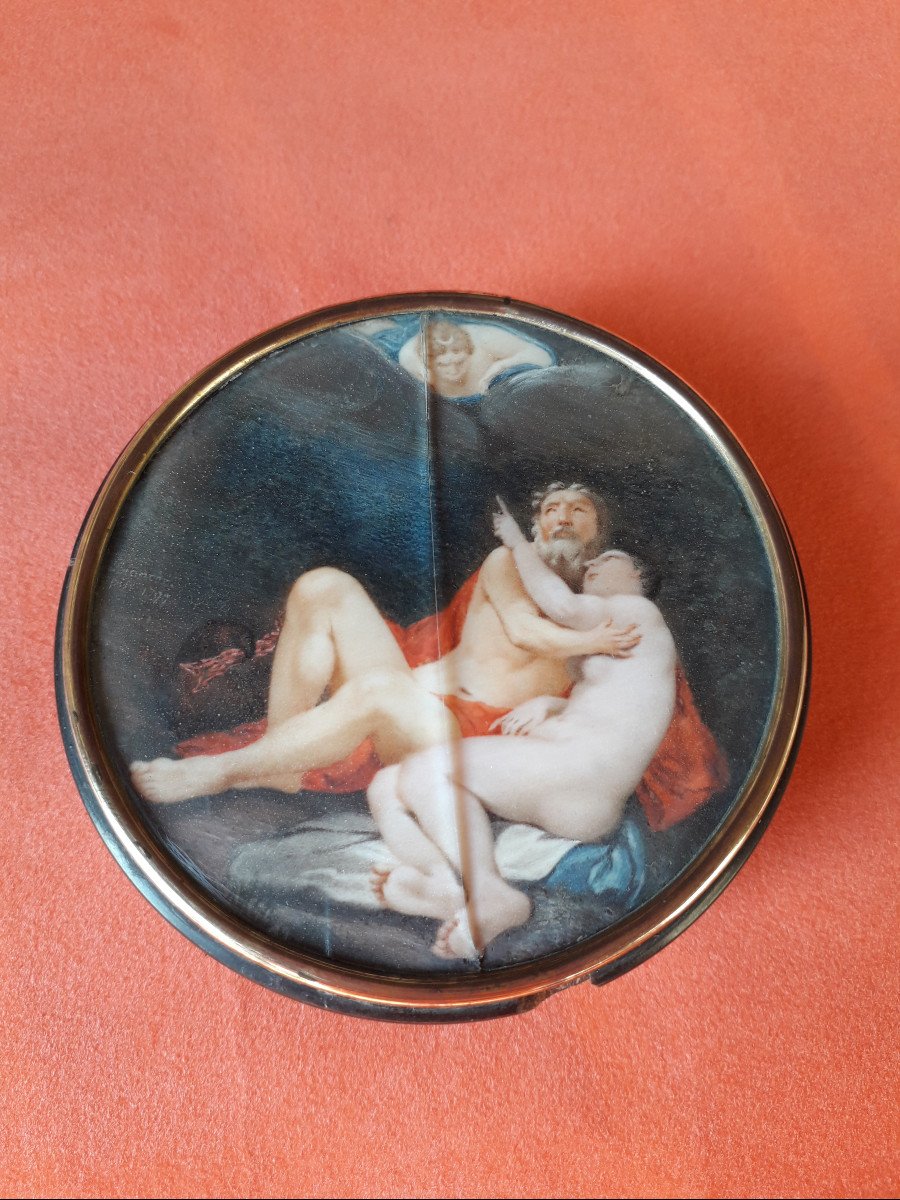 Snuff Box, Wood And Painted Ivory,  Jupiter With Semele And Juno, Italy,  1799 