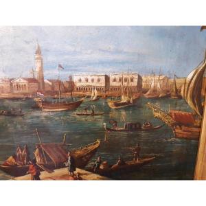 The Grand Canal In Venice, In The Style Of Canaletto, Painting, Oil On Panel