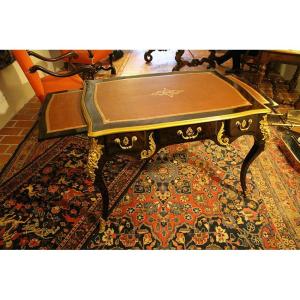 Mahogany Desk, Golden Bronzes, Stamped, Louis XV Style,  French 