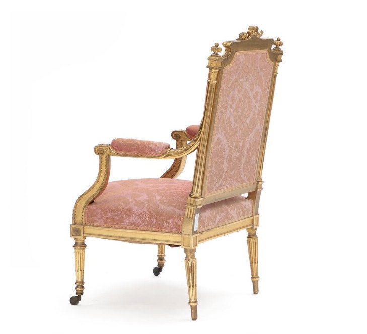 Napoleon III Style Golden Armchairs 19th Century In 1870-photo-2