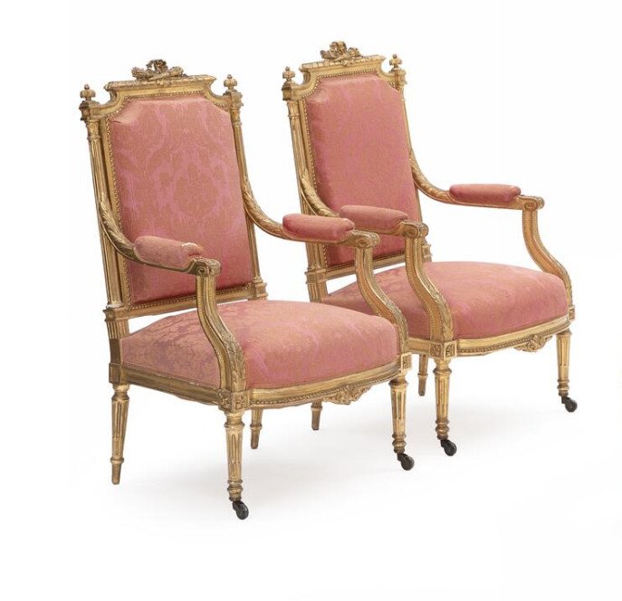 Napoleon III Style Golden Armchairs 19th Century In 1870