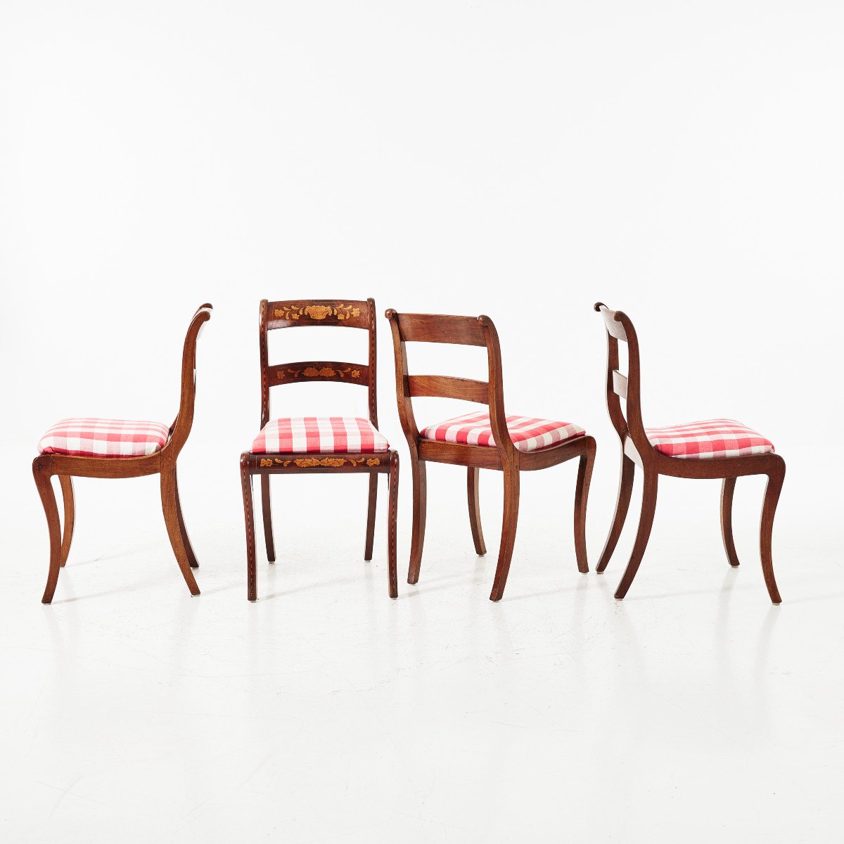 Chaises Marquetées, 4 Pièces, Style Biedermeier, 19e Siècle, Vers 1830-photo-3