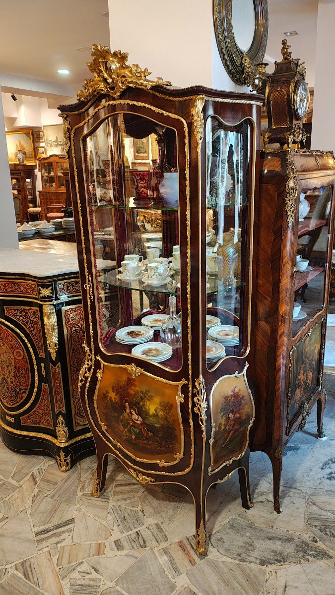 Vitrine De Style Louis XV Vers 1870 Par Vernis Martin-photo-2