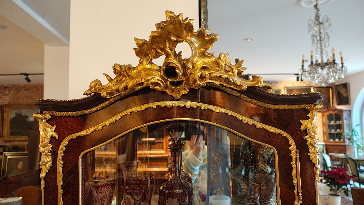 Vitrine De Style Louis XV Vers 1870 Par Vernis Martin-photo-1