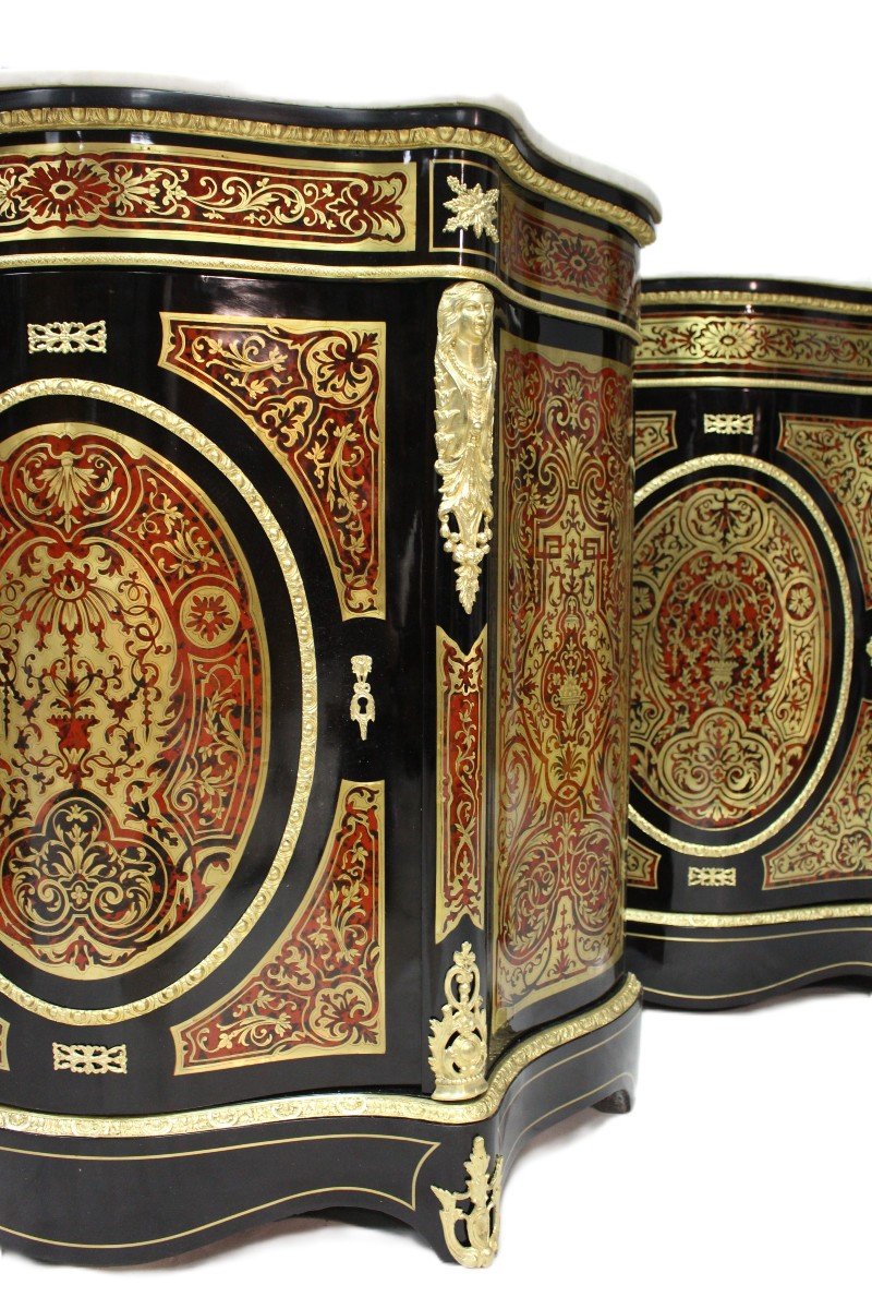 A Pair Of Boulle Cabinets XIX From Around 1860, Amazing!!!-photo-3