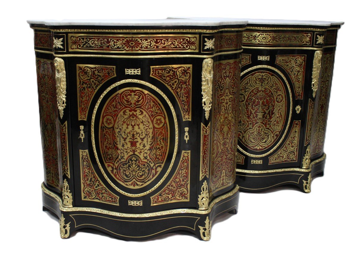 A Pair Of Boulle Cabinets XIX From Around 1860, Amazing!!!-photo-4