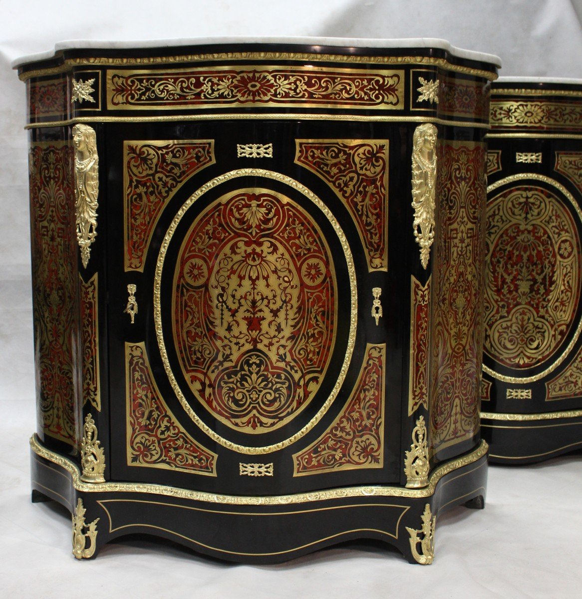 A Pair Of Boulle Cabinets XIX From Around 1860, Amazing!!!-photo-4