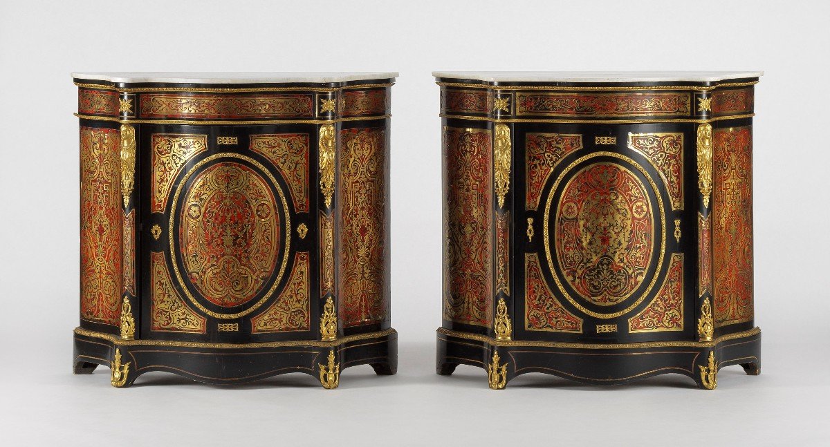 A Pair Of Boulle Cabinets XIX From Around 1860, Amazing!!!-photo-6