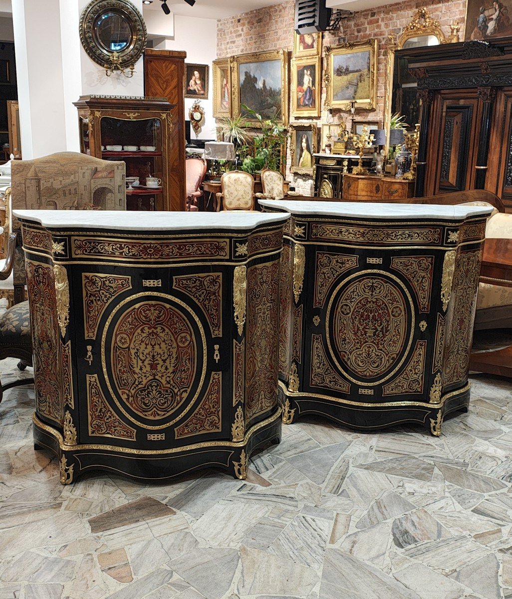 A Pair Of Boulle Cabinets XIX From Around 1860, Amazing!!!