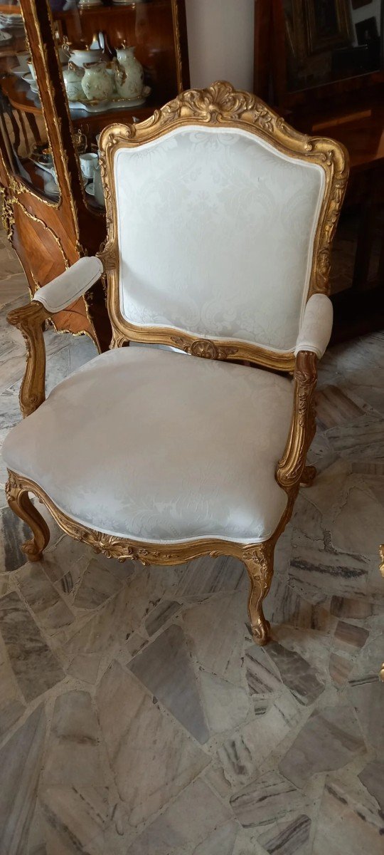 A Pair Of Armchairs, 19th Century, Louis XV Style, Circa 1860, Fine-photo-4