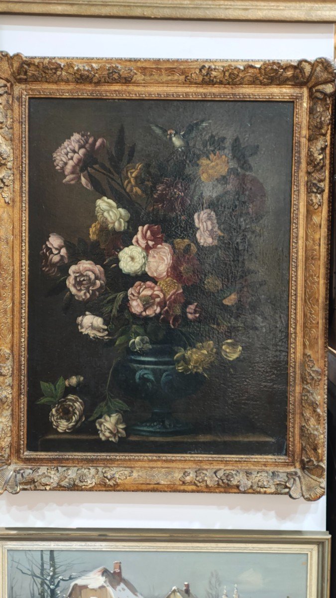 Flemish Master 17th/18th Century, Floral Still Life With Bird.-photo-5