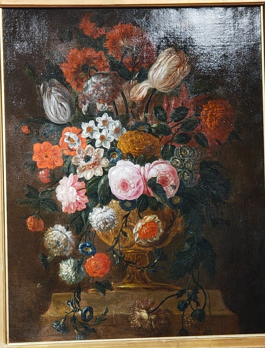 Jean-baptiste Monnoyer XVIIe Siècle Fleurs Dans Un Vase -photo-3