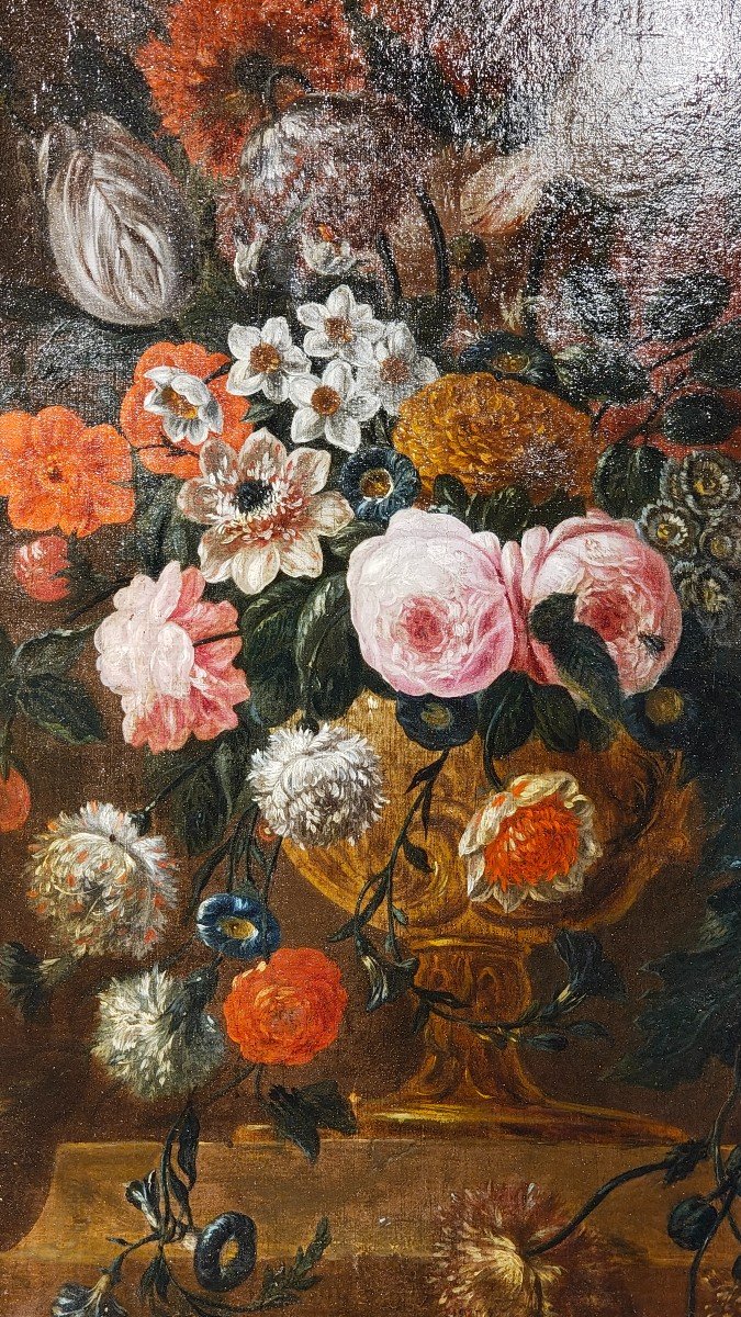 Jean-baptiste Monnoyer XVIIe Siècle Fleurs Dans Un Vase -photo-4